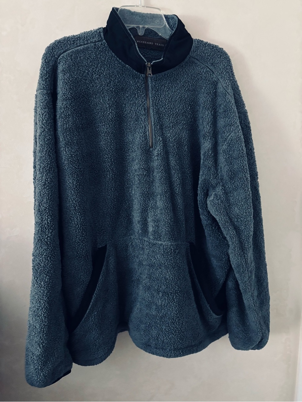 Woodland Trail Gray & Black Fleece Quarter Zip Pullover, XXL